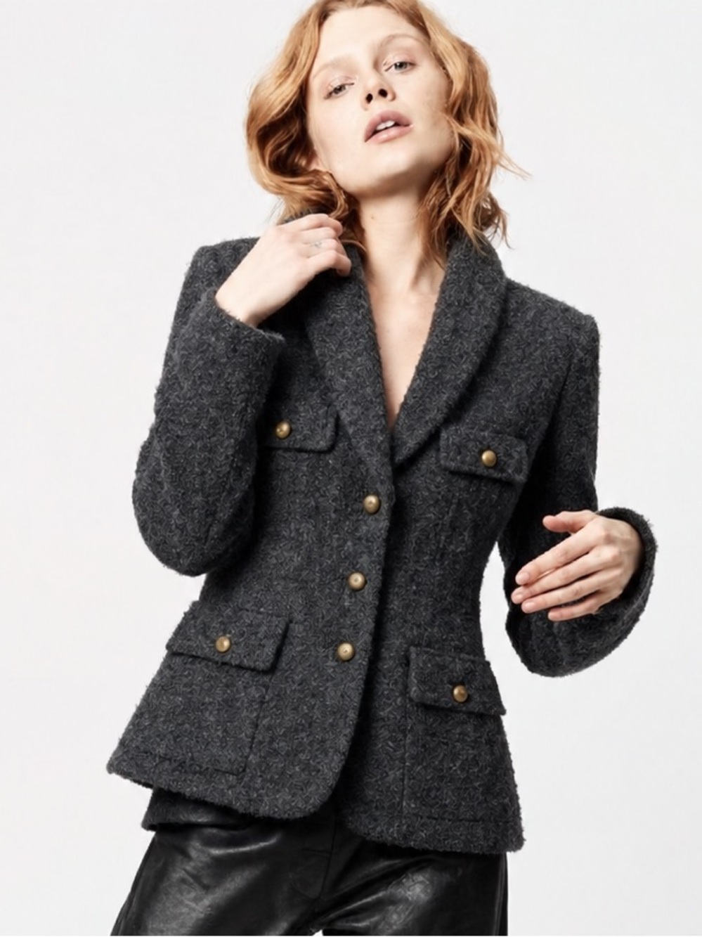 Paul Costello’s 100%Wool Tailored Charcoal Gray Button-Front Blazer Jacket - 12